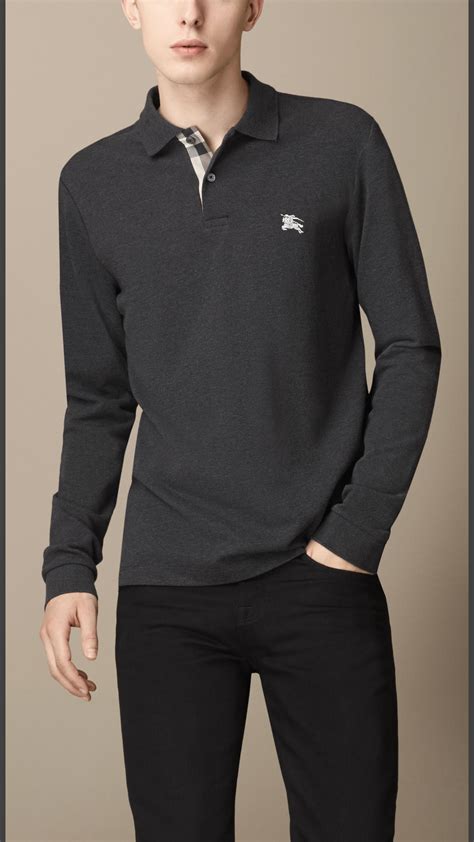 burberry long sleeve polo shirt|Burberry polo classic fit.